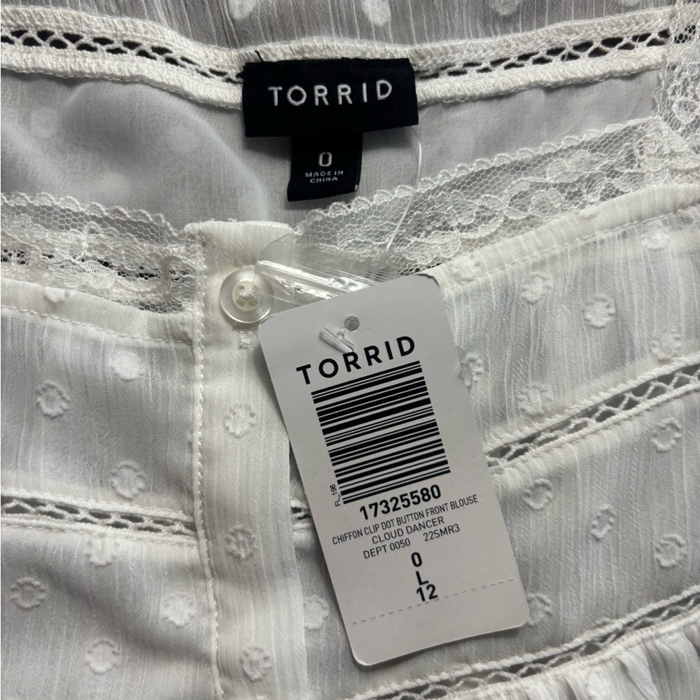 Torrid Chiffon Clip Dot Button-Front Blouse - Picture 7 of 7